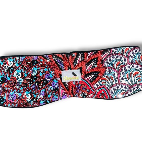 Choucas Contour Headband ZIP MONA Sparkle Polartec Wind Pro Fleece Red Black - Picture 4 of 12